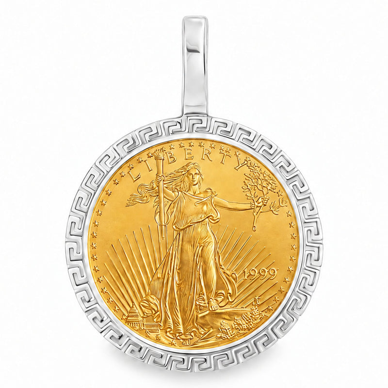 24K Gold Lady Liberty Coin Pendant 71915, view 3