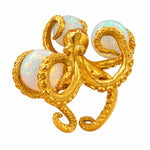 24K Gold Octopus Opal Orb Ring