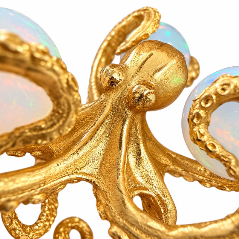 24K Gold Octopus Opal Orb Ring, view 2