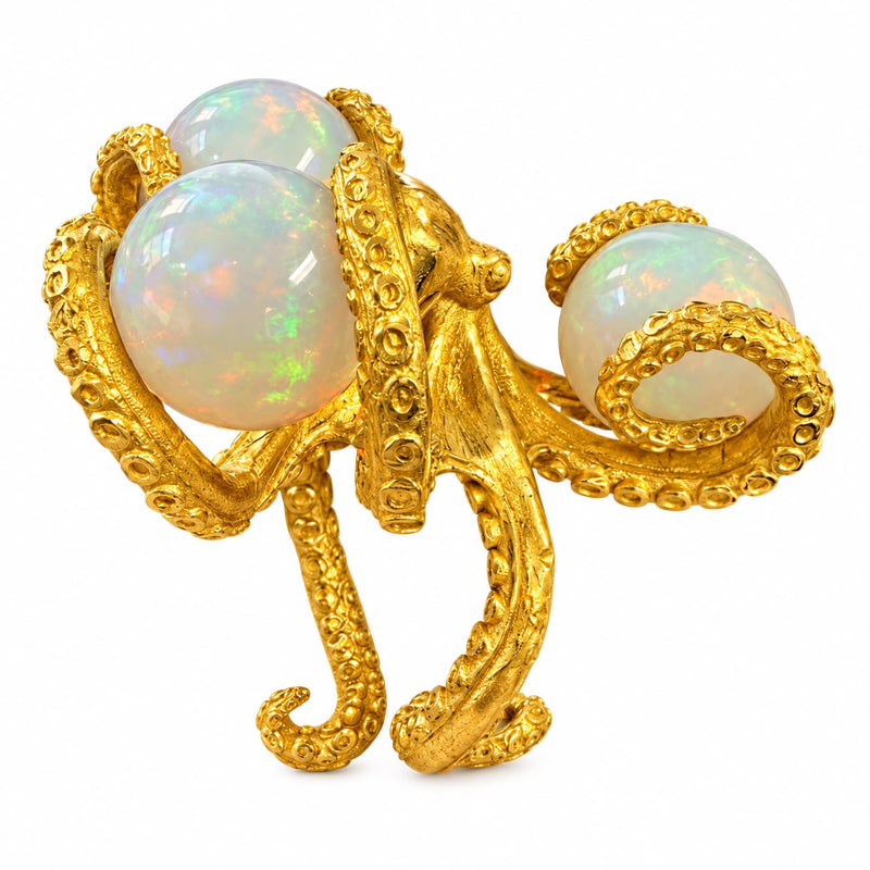 24K Gold Octopus Opal Orb Ring, view 5