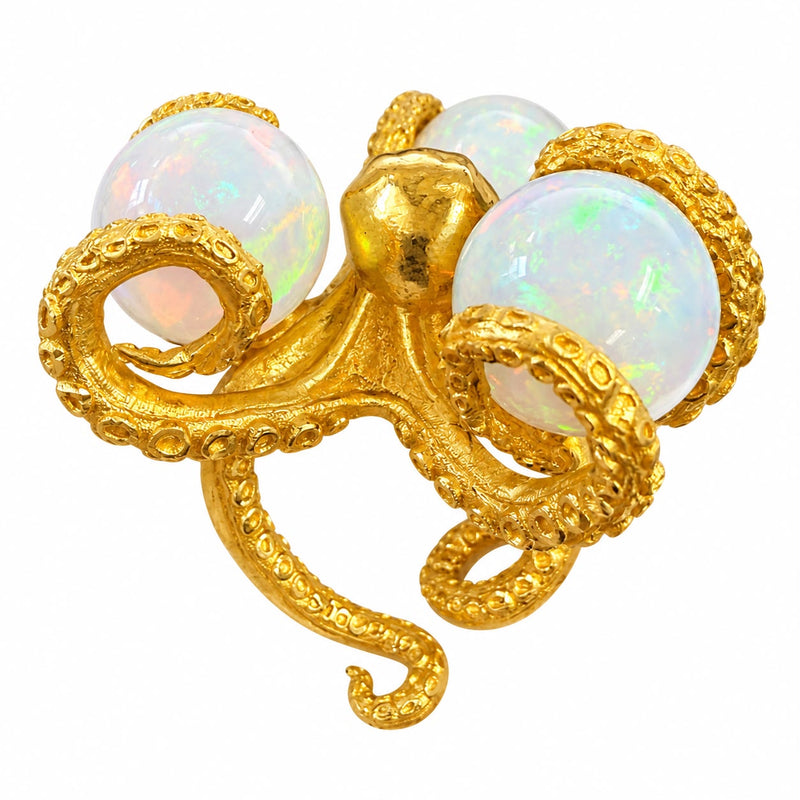24K Gold Octopus Opal Orb Ring, view 7