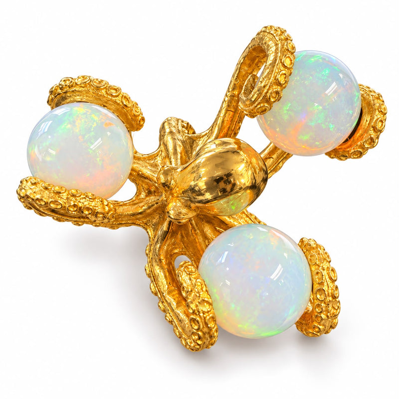 24K Gold Octopus Opal Orb Ring, view 8