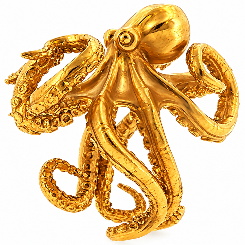 24K Gold Octopus Trax Ring, photo 3 of 7