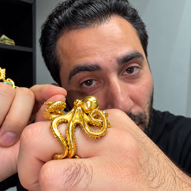24K Gold Octopus Trax Ring, photo 4 of 7