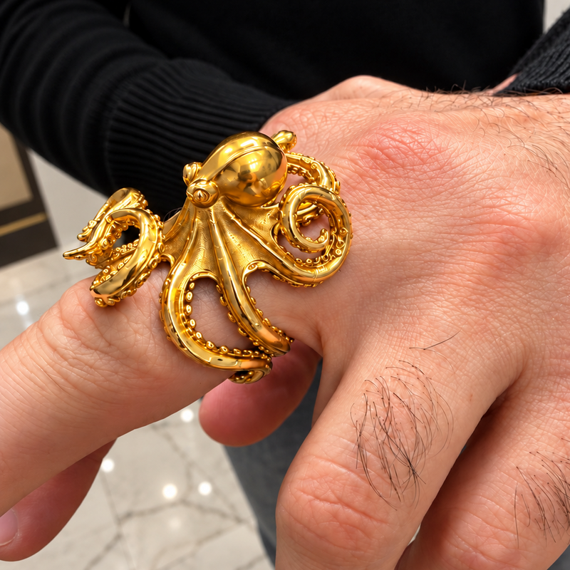 24K Gold Octopus Trax Ring, photo 5 of 7