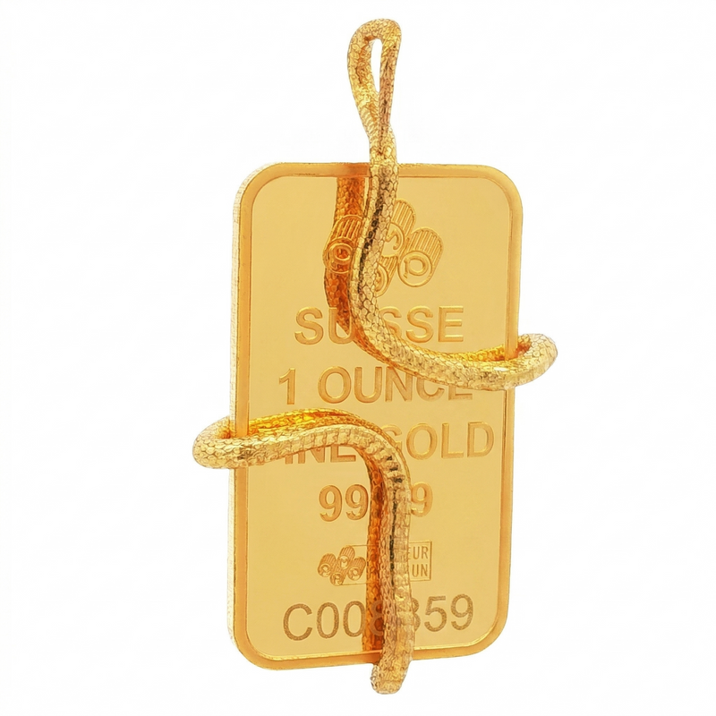 Handmade 24K Gold Snake Wrapped Around 1 oz PAMP Suisse 71280