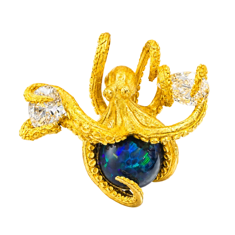 24K Octopus Opal Diamond Pendant 71778