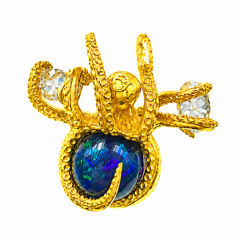 24K Octopus Opal Diamond Pendant 71778