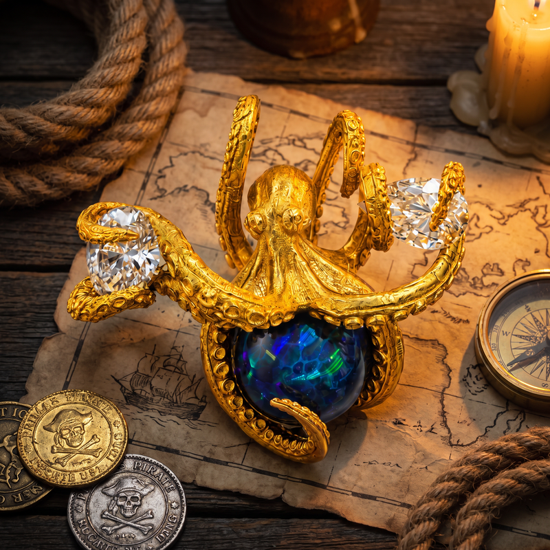24K Octopus Opal Diamond Pendant 71778