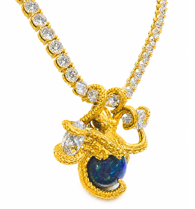 24K Octopus Opal Diamond Tennis Chain Set, view 3