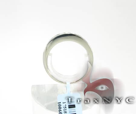 Silver men's wedding band with 8 channel-set round diamonds in a polished finish.