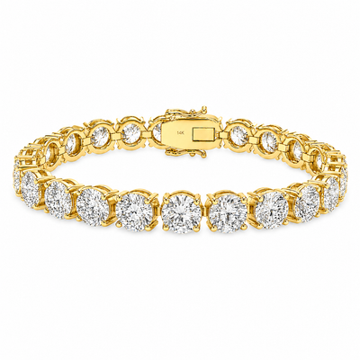 14K Gold 2 Ct Each Lab Diamond Tennis Bracelet