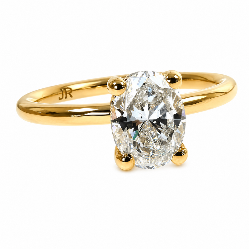 Signature Oval Diamond Engagement Ring in 18K gold, view 4