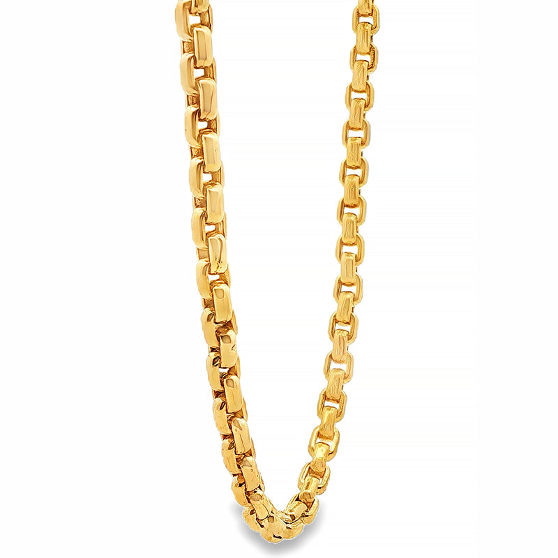 14K Yellow Gold Solid Round Box Link Chain 25.5 Inches 5.5mm 70896