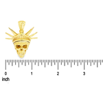 Yellow gold men's pendant shaped like a skull wearing a Liberty-style crown with spikes.