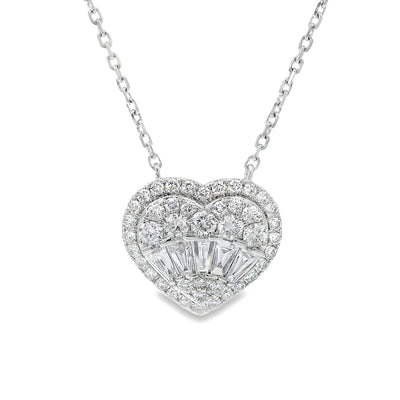 18K Gold Heart Baguette Diamond Necklace 67914 - Image 2