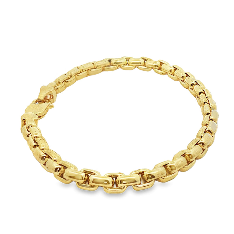 14K Yellow Gold Solid Round Box Link Bracelet 10 Inches 6.4mm 70898