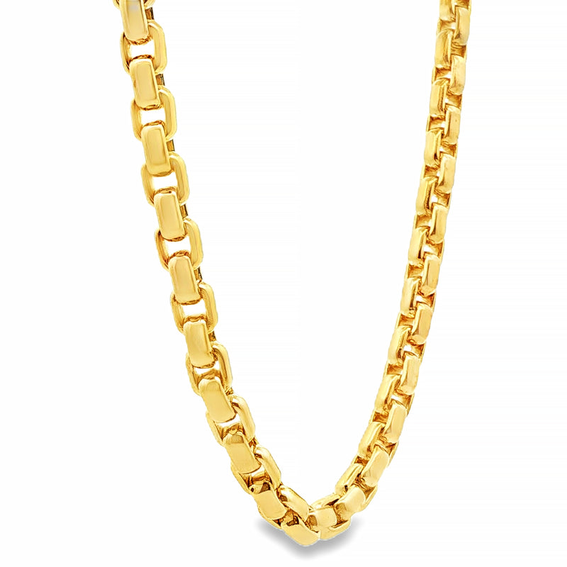 14K Yellow Gold Solid Round Box Link Chain 27 Inches 6.4mm 70895