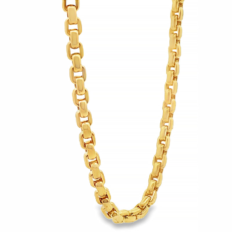 14K Yellow Gold Solid Round Box Link Chain 22.5 Inches 4.5mm 70897