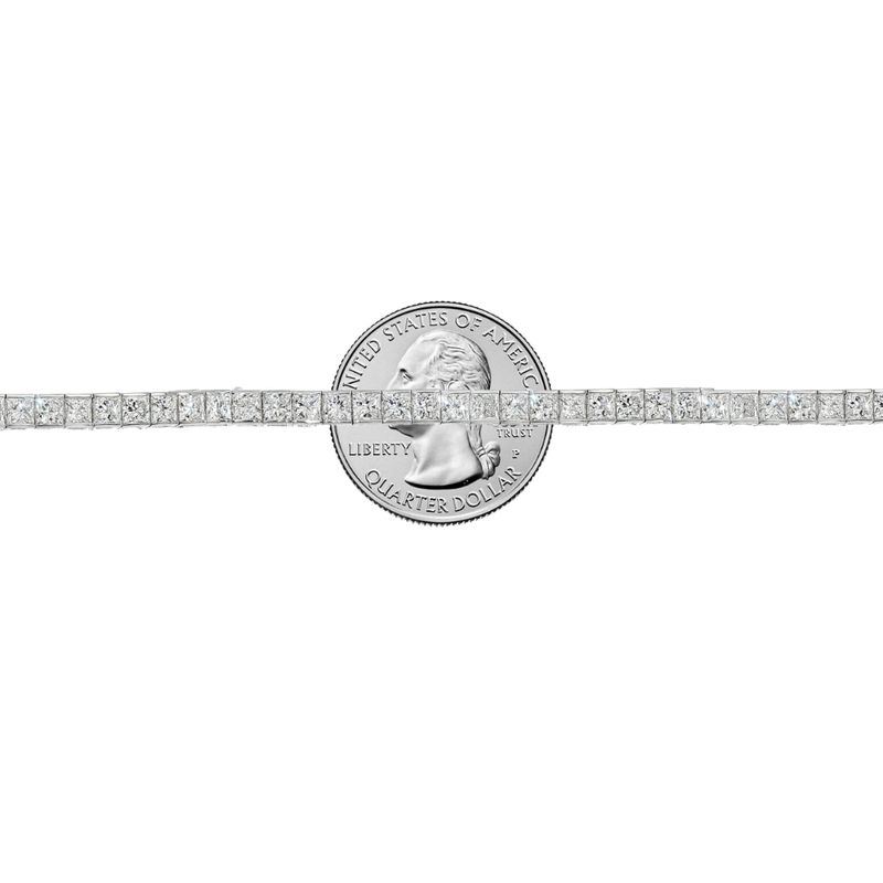 White gold diamond tennis bracelet with secure clasp, sleek and elegant design.