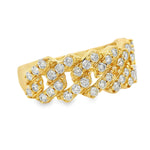 14K Gold One Row Diamond Cuban Link Ring 65971