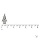 Silver TraxNYC Jesus pendant with blue diamond eyes on anchor cable chain.