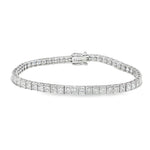 White gold diamond tennis bracelet with secure clasp, sleek and elegant design.