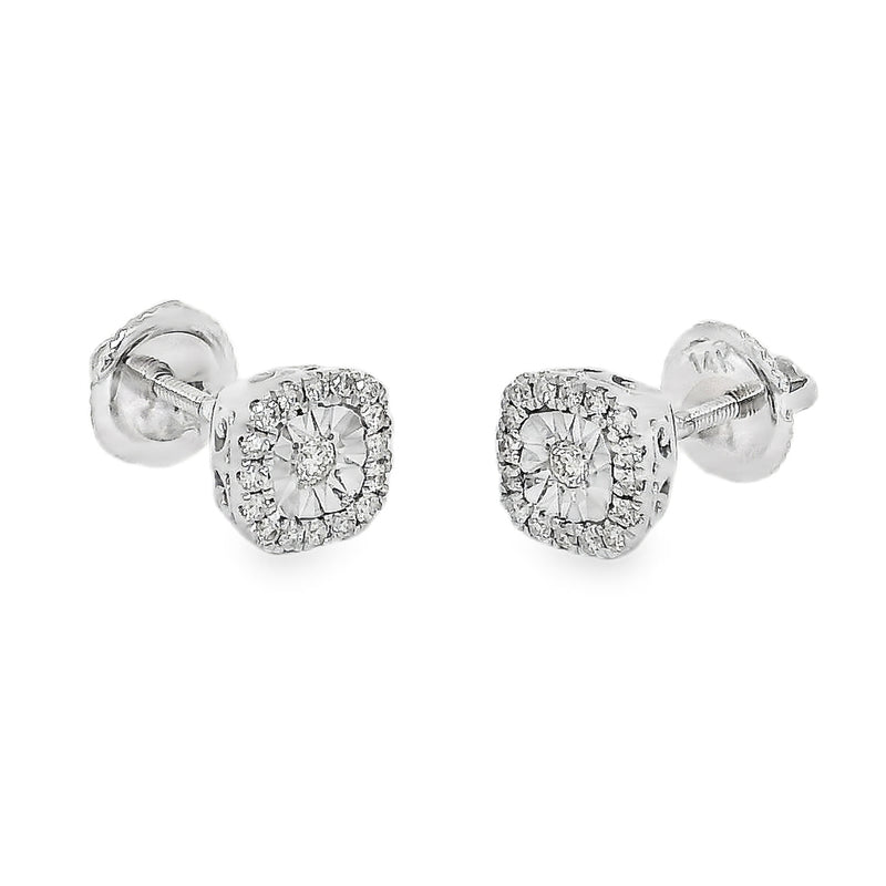 Classic Cushion Cut Diamond Earrings in 14K gold, view 3