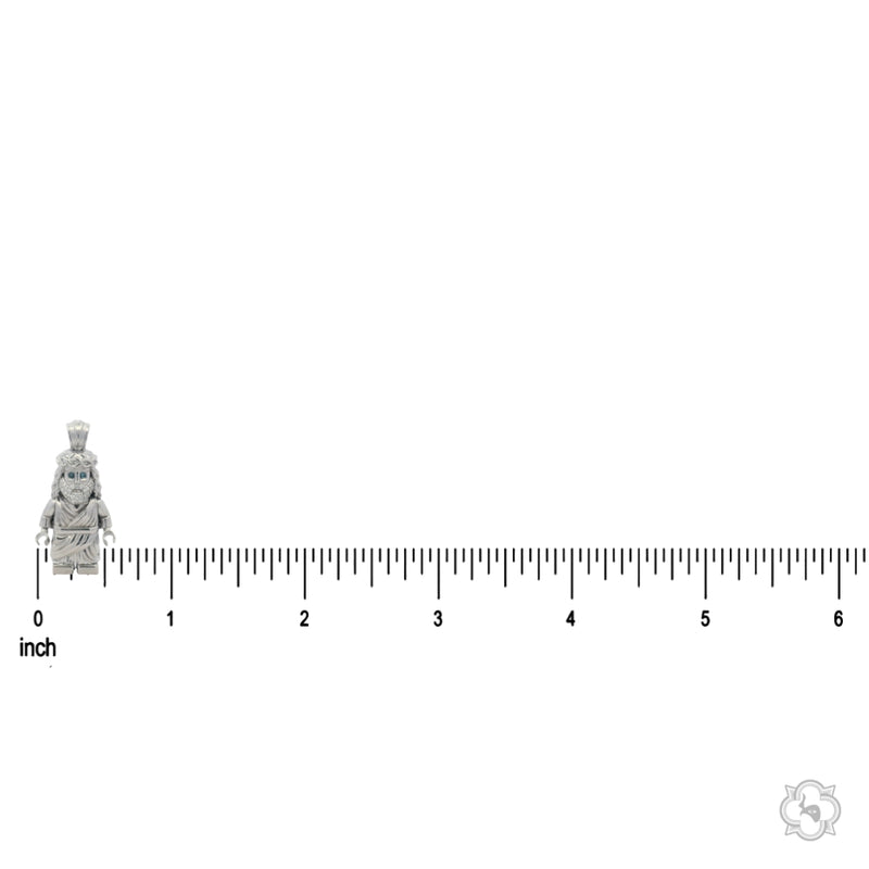 925 silver mini block Jesus pendant with blue diamond eyes on anchor chain necklace.