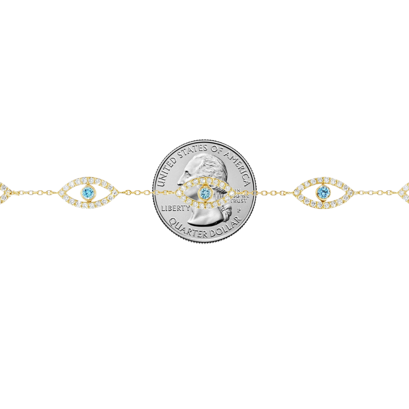 Evil Eye Bracelet With Blue & White Diamonds