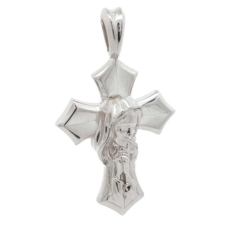 .925 Silver Praying Virgin Mary Cross Pendant 71202