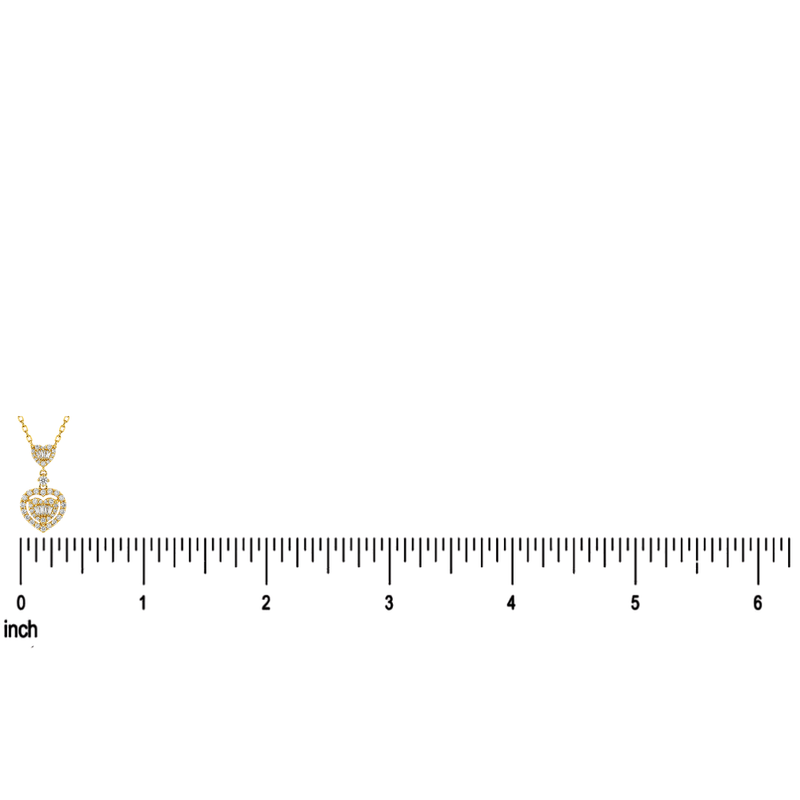 18K Gold Heart Baguette Diamond Necklace 68504