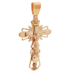 Gold crucifix pendant with detailed Jesus figure and ornate cross design for men.