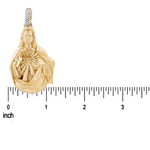 Yellow gold Sacred Heart Jesus pendant with diamond-accented bail.