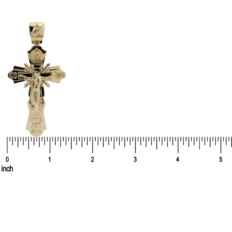 Solid 10K Gold Orthodox Crucifix Cross Pendant 70998