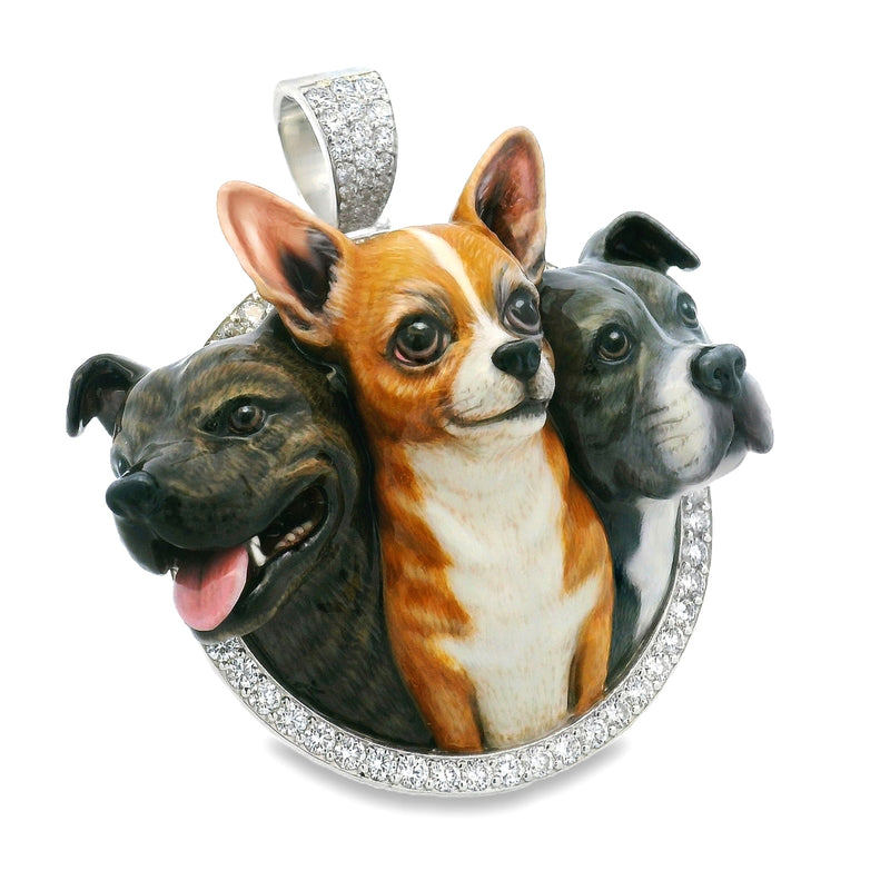 Custom Dog Portrait Diamond Pendant 70897