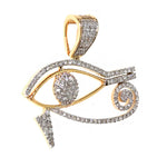 10K Gold Micro Pave Diamond Egyptian Bedouin Evil Eye Charm Pendant 63620