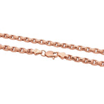 14K rose gold solid round box link chain necklace, 23 inches, 4.5mm thickness.