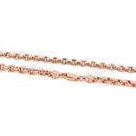 14K rose gold solid round box link chain necklace 24.95 inches, 5.5mm thickness.