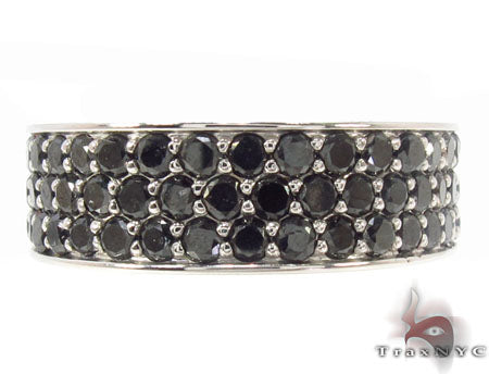 10K Gold 3 Row Black Diamond Ring 2, photo 2 of 6