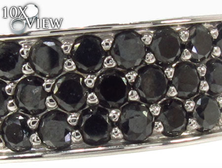 10K Gold 3 Row Black Diamond Ring 2, photo 3 of 6