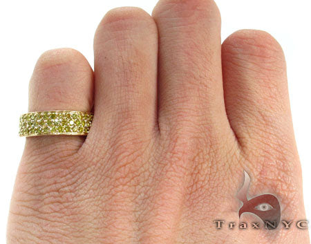 10K Gold 3 Row Canary Color Diamond Ring 2, photo 6 of 7
