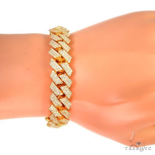 3 Row Prong Set Diamond Cuban Bracelet 66887 - Image 5