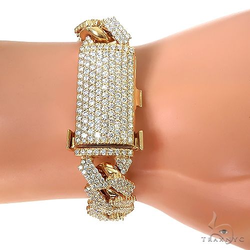 3 Row Prong Set Diamond Cuban Bracelet 67151 - Image 6