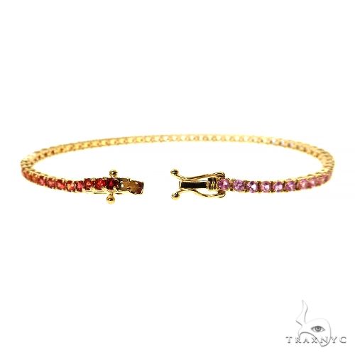 14K Gold 3.5 Pointer Rainbow Sapphire Tennis Bracelet, photo 2 of 7