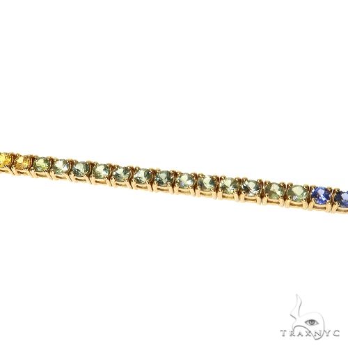 14K Gold 3.5 Pointer Rainbow Sapphire Tennis Bracelet, photo 3 of 7