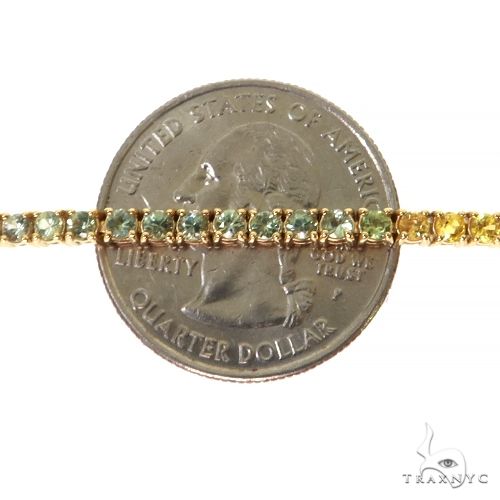 14K Gold 3.5 Pointer Rainbow Sapphire Tennis Bracelet, photo 4 of 7