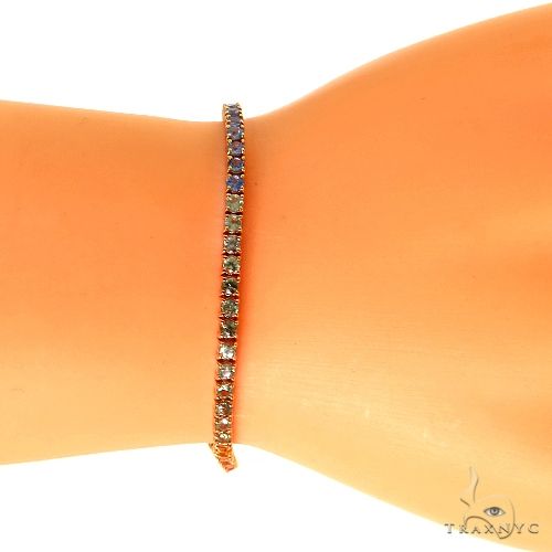 14K Gold 3.5 Pointer Rainbow Sapphire Tennis Bracelet, photo 6 of 7