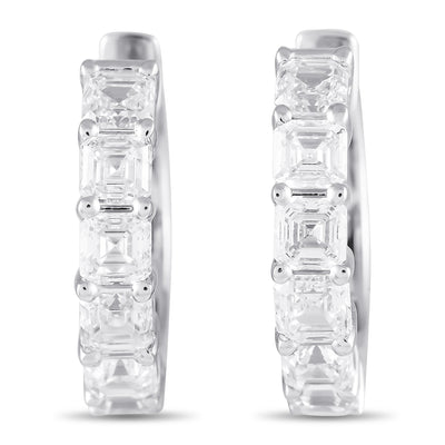 LB Exclusive 18K White Gold 2.45ct Diamond Hoop Earrings AER-19152