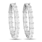 LB Exclusive 18K White Gold 5.10ct Diamond Radiant Cut Inside-Out Hoop Earrings AER-19141